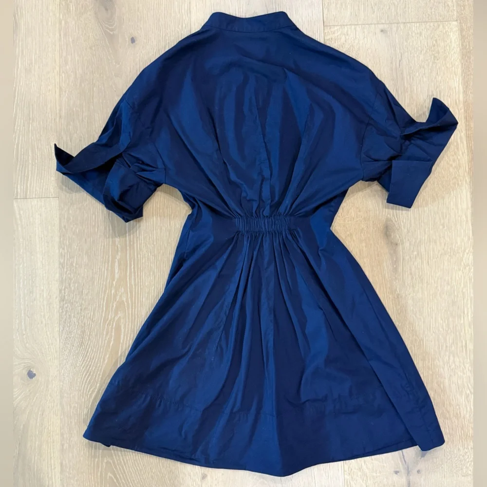 STAUD Dark Blue Casual Button Down Dress - Picture 2 of 5